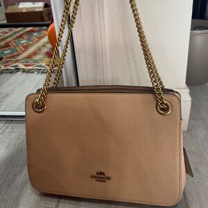 Coach Bryant Convertible Pebbled Leather Carryall Light Tan Handbag